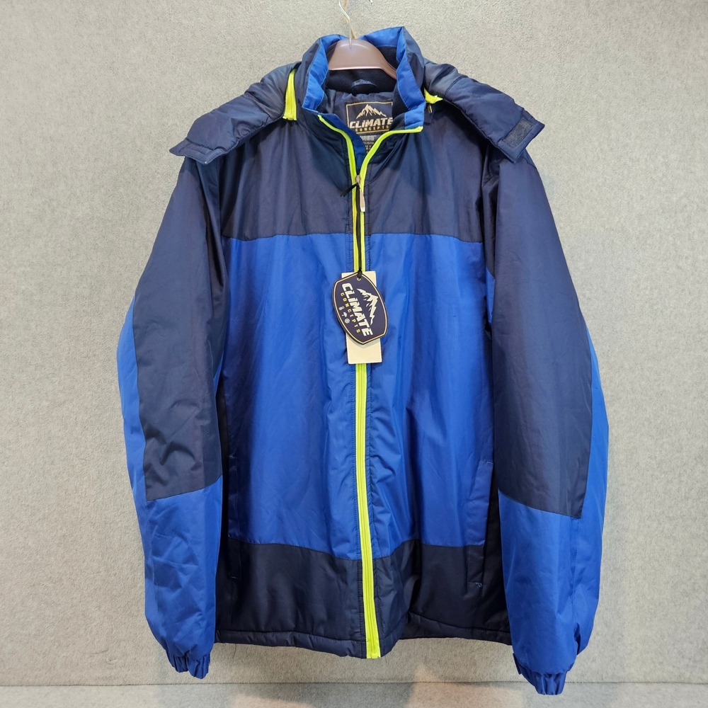 CLIMATE CONCEPTS Jacket Mens 3XL Blue Color Block Hooded Winter Parka Coat New